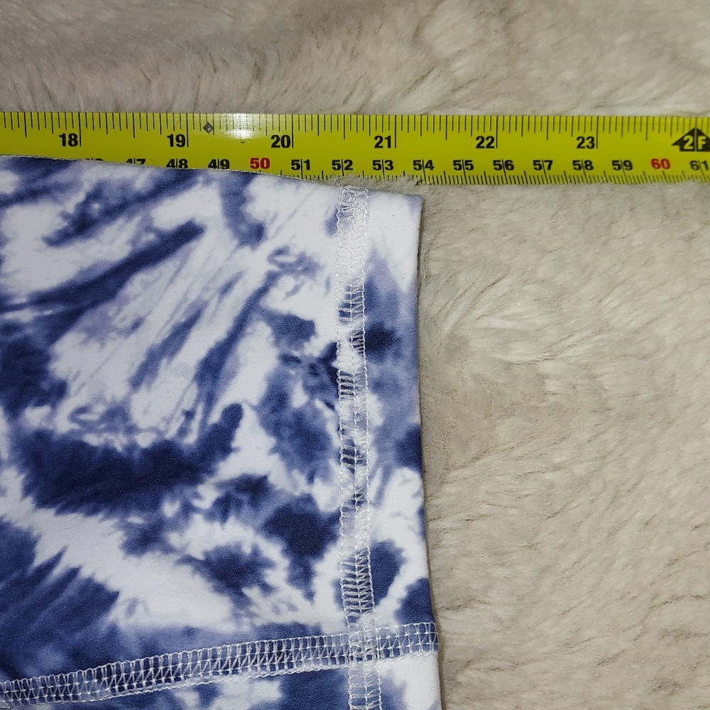 RBX Capri Length High Waisted Leggings Style CR6947R Blue White Tie Dyed NWT M - Picture 8 of 8